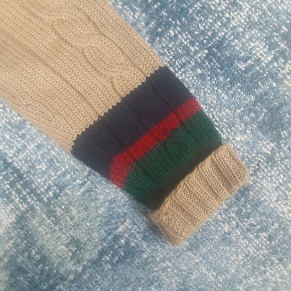Gant The Rugger 100% Wool 1980s Cableknit Triple Stripe Cricket Sweater, MINT!!! - Picture 6 of 12